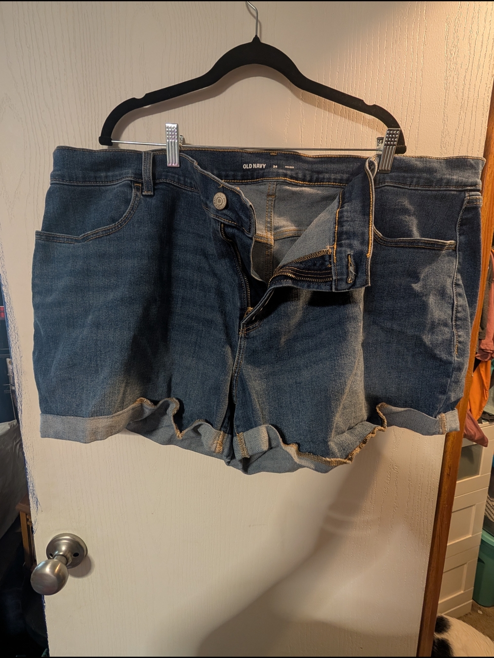 Old Navy Dark Blue Denim Roll-Cuff Women's Shorts